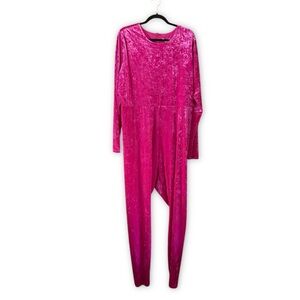 Good American Crushed Velvet Catsuit Jumpsuit Fuchsia Pink NWT Size 4XL (GA 7)